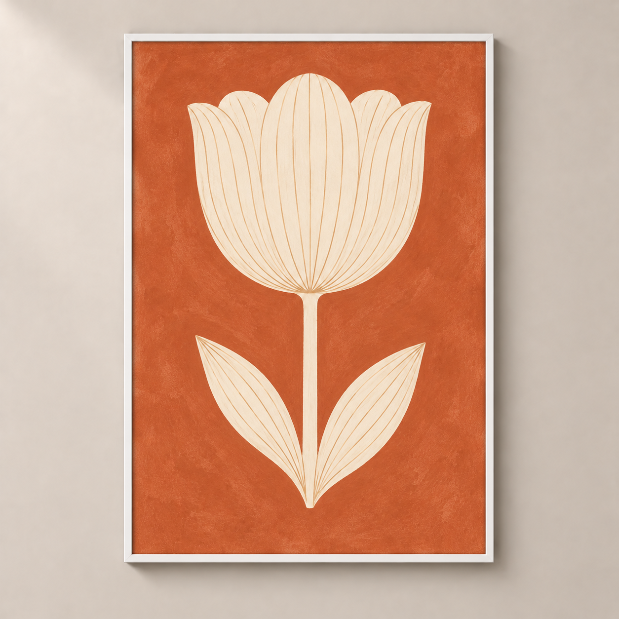 Ivory Tulip on Terracotta poster standalone mockup