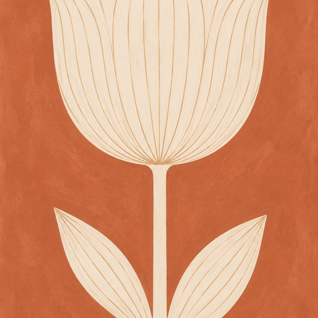 Ivory Tulip on Terracotta, vertical nursery artwork