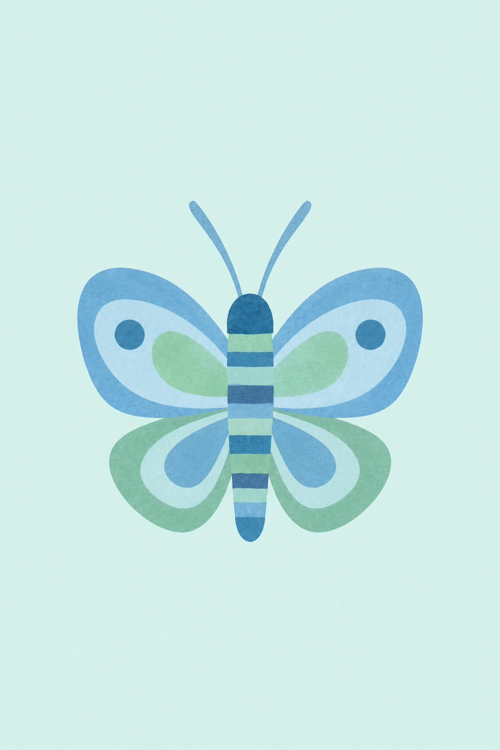 Little Butterfly in Blue and Sage, vertical nursery artwork