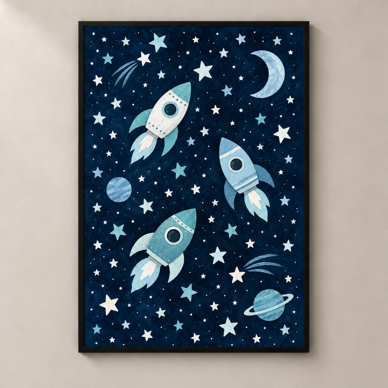 Midnight Rocket Adventures poster standalone mockup