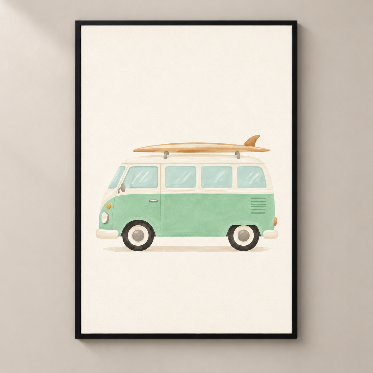 Mint Surf Van poster standalone mockup