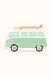 Mint Surf Van, vertical nursery artwork