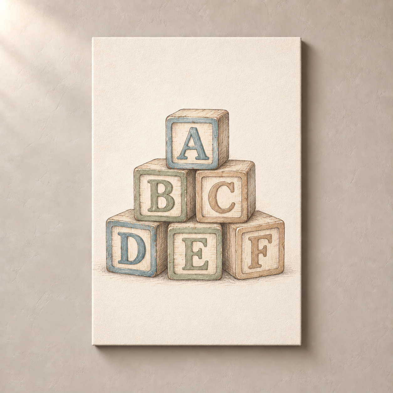 Pastel Alphabet Blocks canvas standalone mockup
