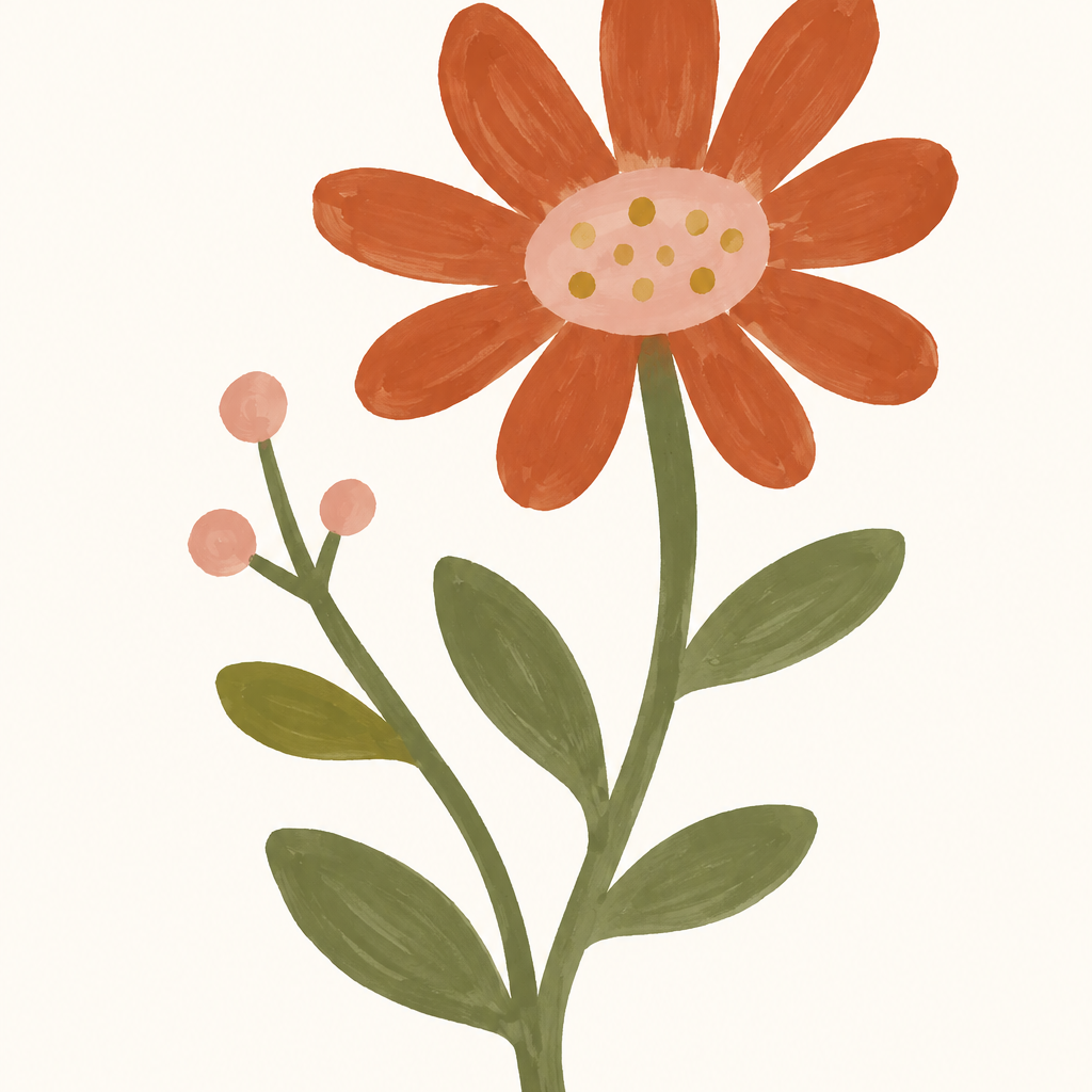 Rust Daisy Days, vertical nursery artwork