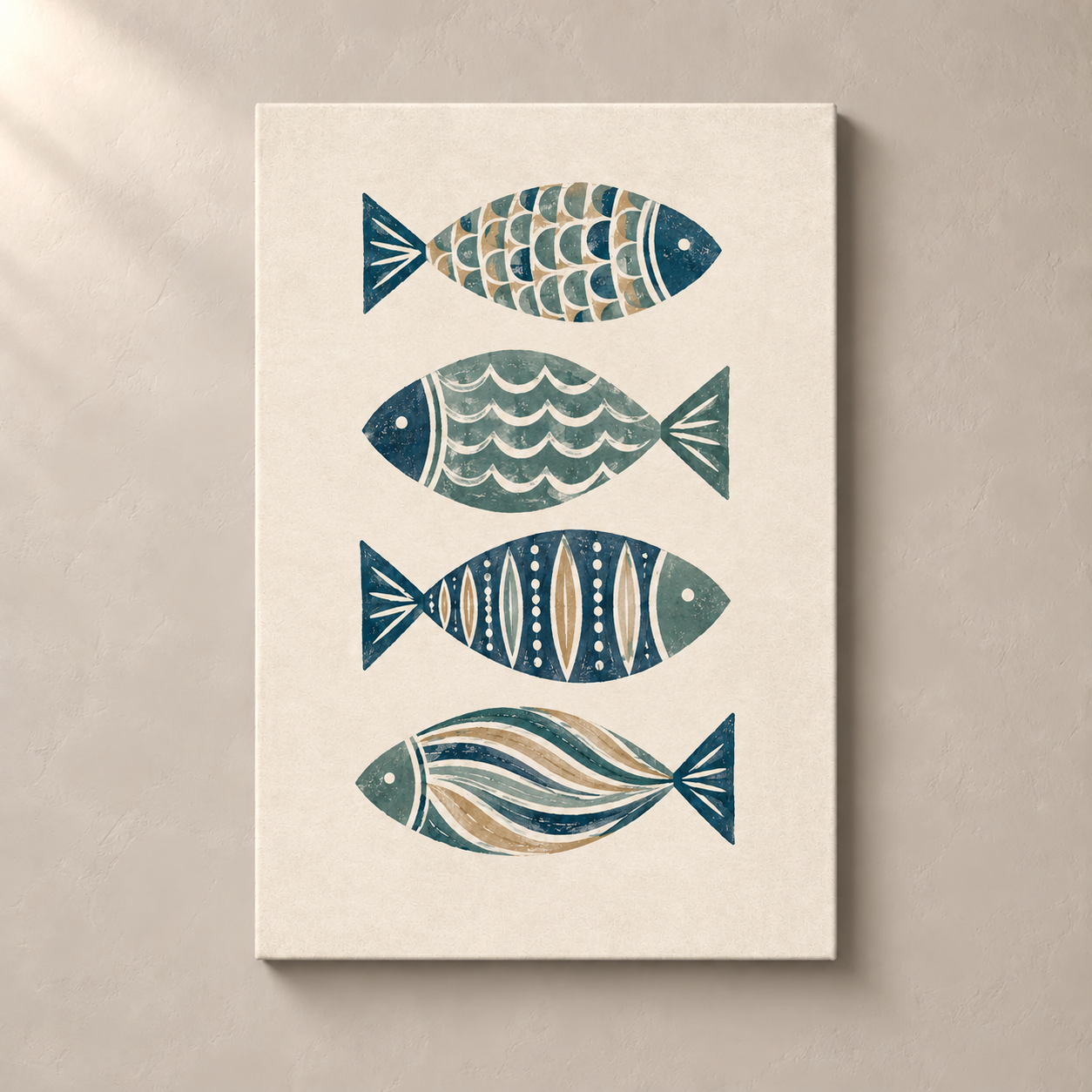 Sage Fish Quartet canvas standalone mockup