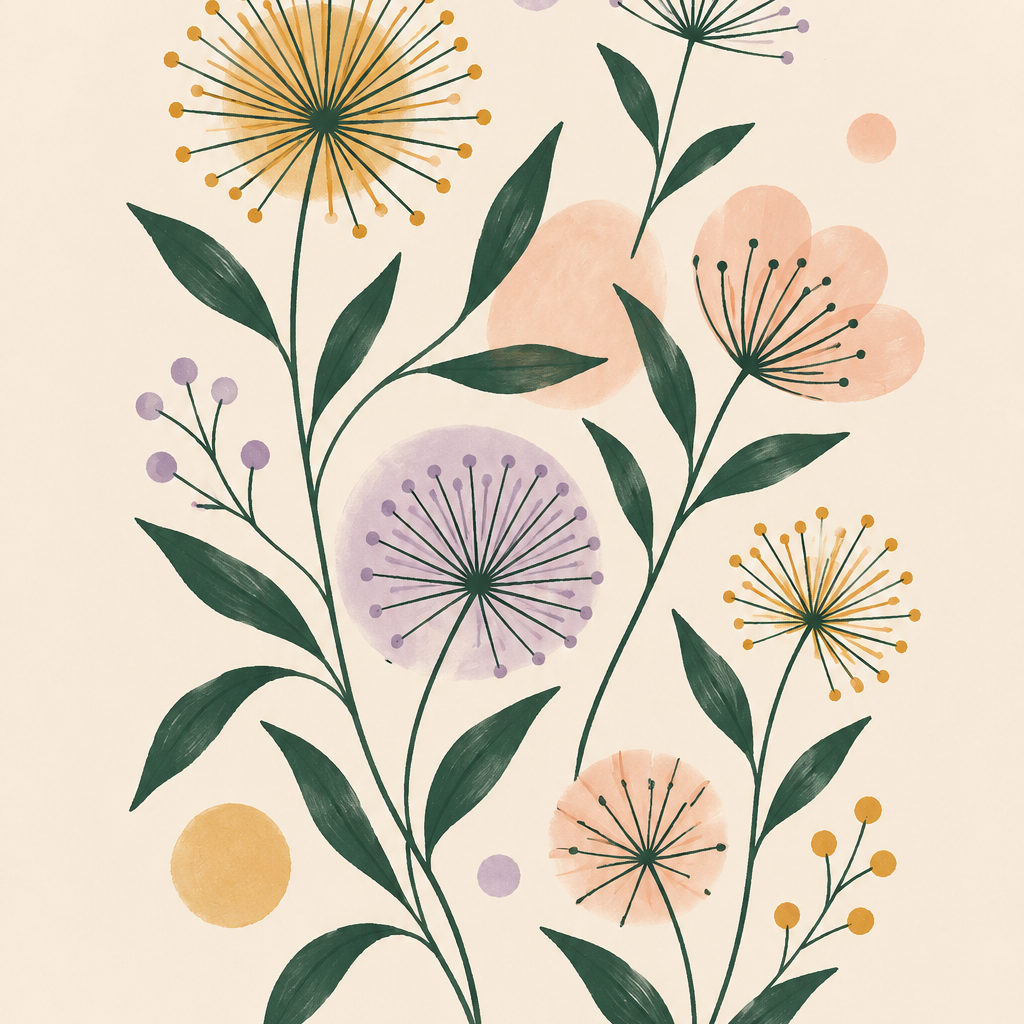 Sage Meadow Blooms, vertical nursery artwork