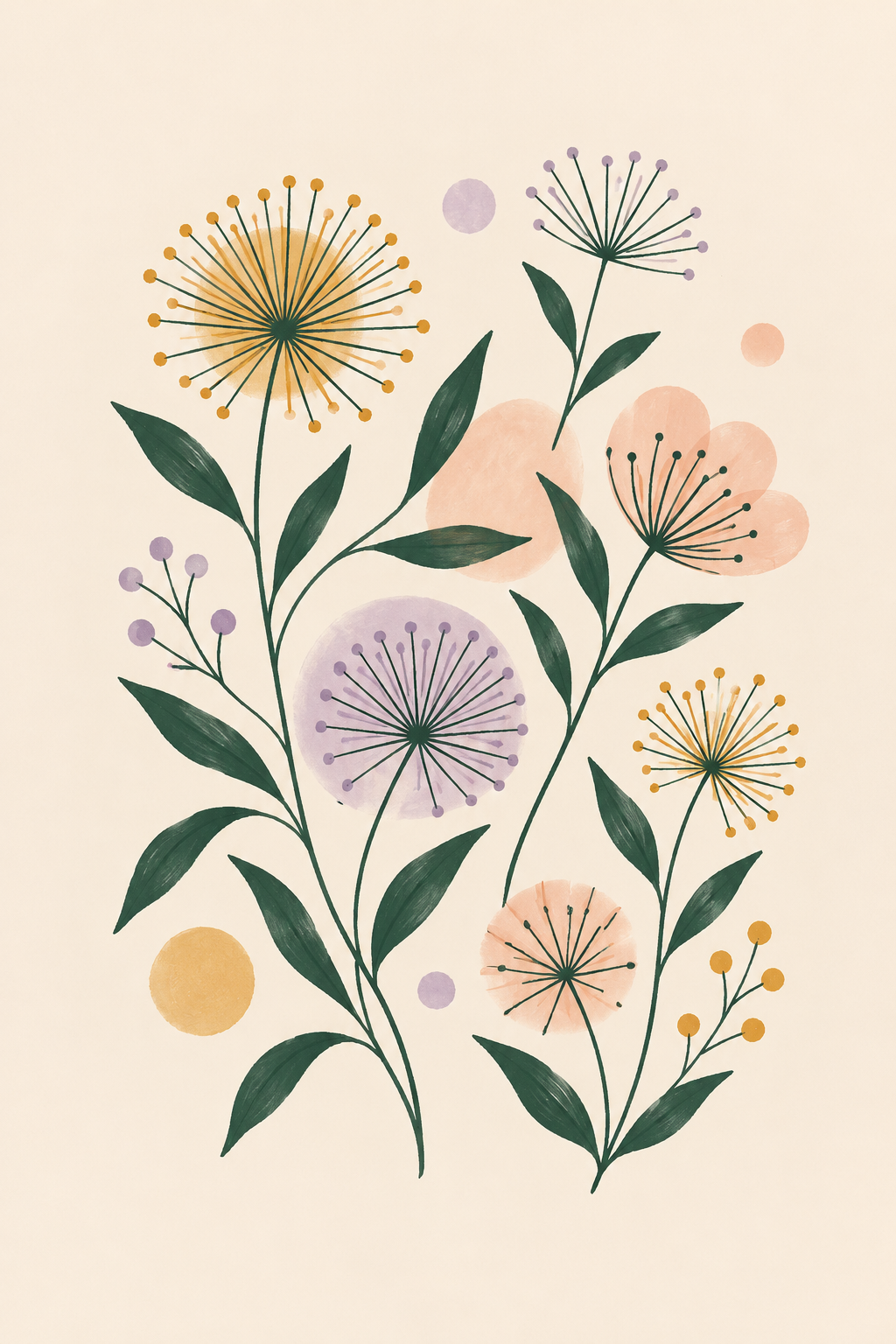 Sage Meadow Blooms, vertical nursery artwork