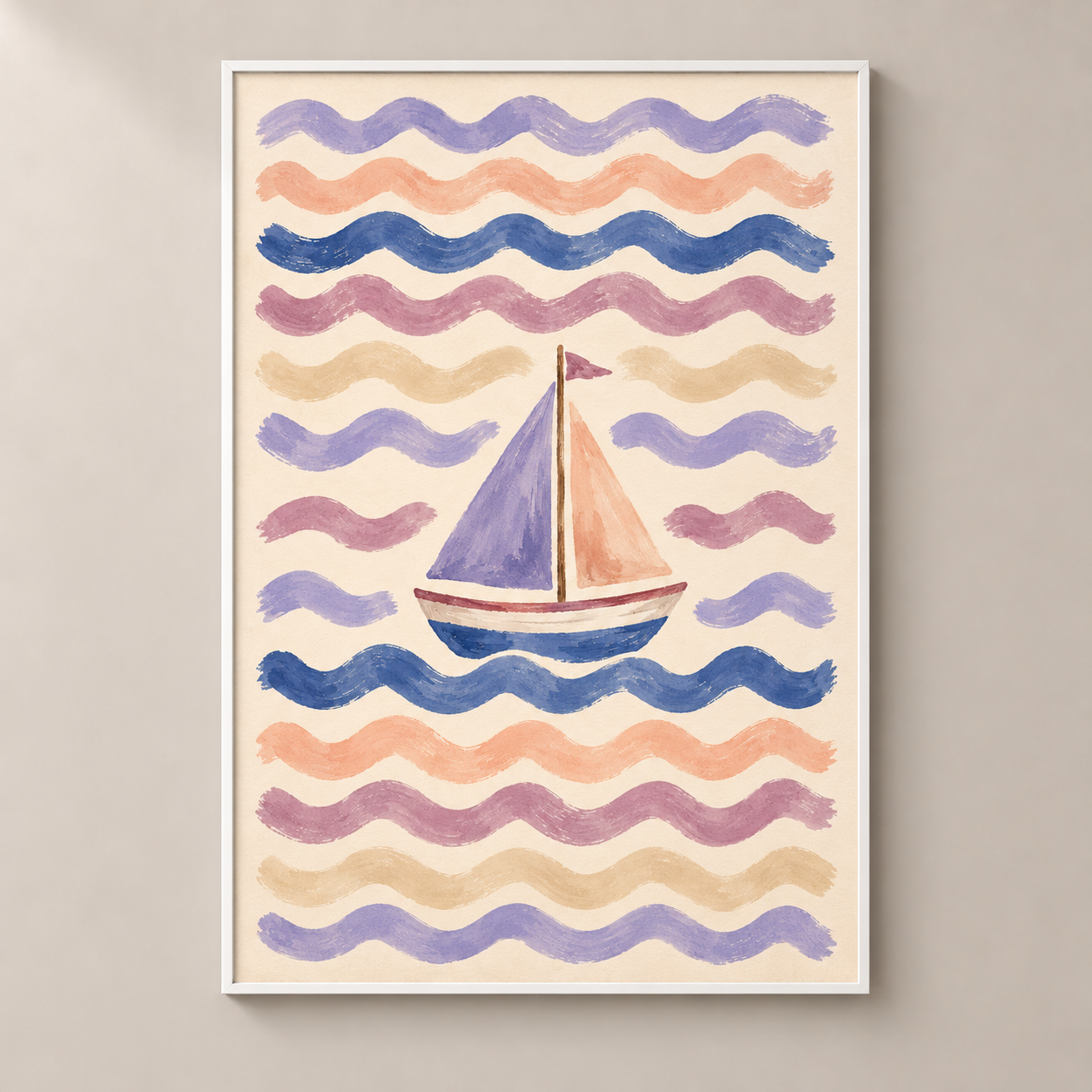 Sailing on Pastel Waves poster standalone mockup