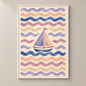 Sailing on Pastel Waves poster standalone mockup