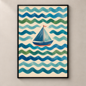 Sailing on Teal Waves poster standalone mockup