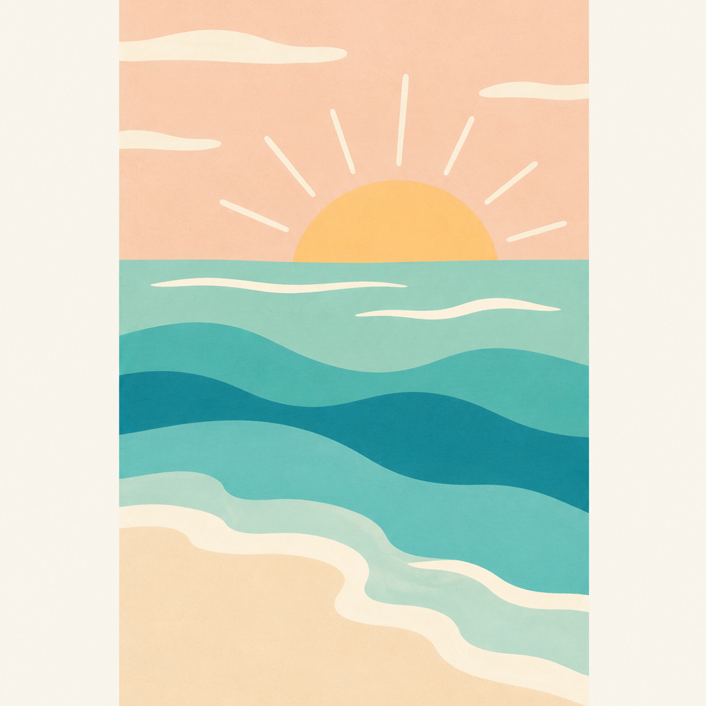 Sunny Shore, vertical nursery artwork