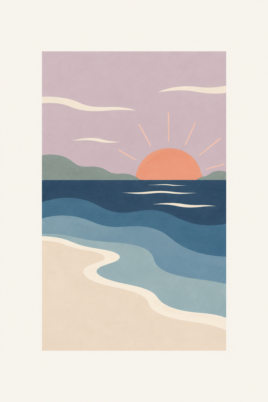 Twilight Shore, vertical nursery artwork