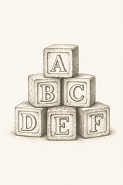 Vintage Alphabet Blocks, vertical nursery artwork