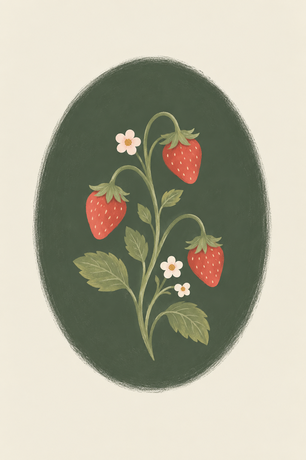 Wild Strawberry Garden, vertical nursery artwork