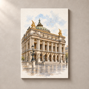 Palais Garnier in Watercolour – canvas standalone mockup on beige wall