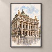 Palais Garnier in Watercolour – poster standalone mockup on beige wall