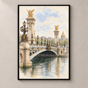 Pont Alexandre III over the Seine – poster standalone mockup on beige wall
