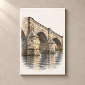 Charles Bridge in Watercolour canvas standalone mockup