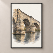 Charles Bridge in Watercolour poster standalone mockup