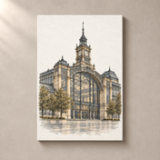 Prague Industrial Palace in Watercolour canvas standalone mockup