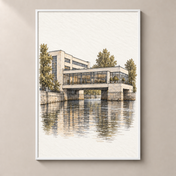 Prague Modernist Villa in Watercolour poster standalone mockup