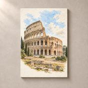 Colosseum in Gentle Light – canvas standalone mockup on beige wall
