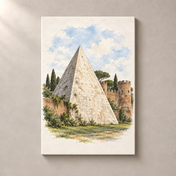 Pyramid of Cestius by the Aurelian Walls – canvas standalone mockup on beige wall
