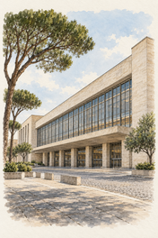 Roma Termini in Watercolour, Rome vertical ink and watercolour artwork