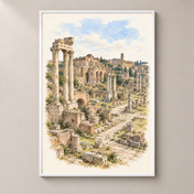 Roman Forum in Quiet Watercolour – poster standalone mockup on beige wall