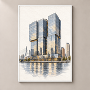 De Rotterdam in Ink and Watercolour – poster standalone mockup on beige wall