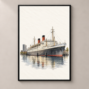 SS Rotterdam at Katendrecht – poster standalone mockup on beige wall