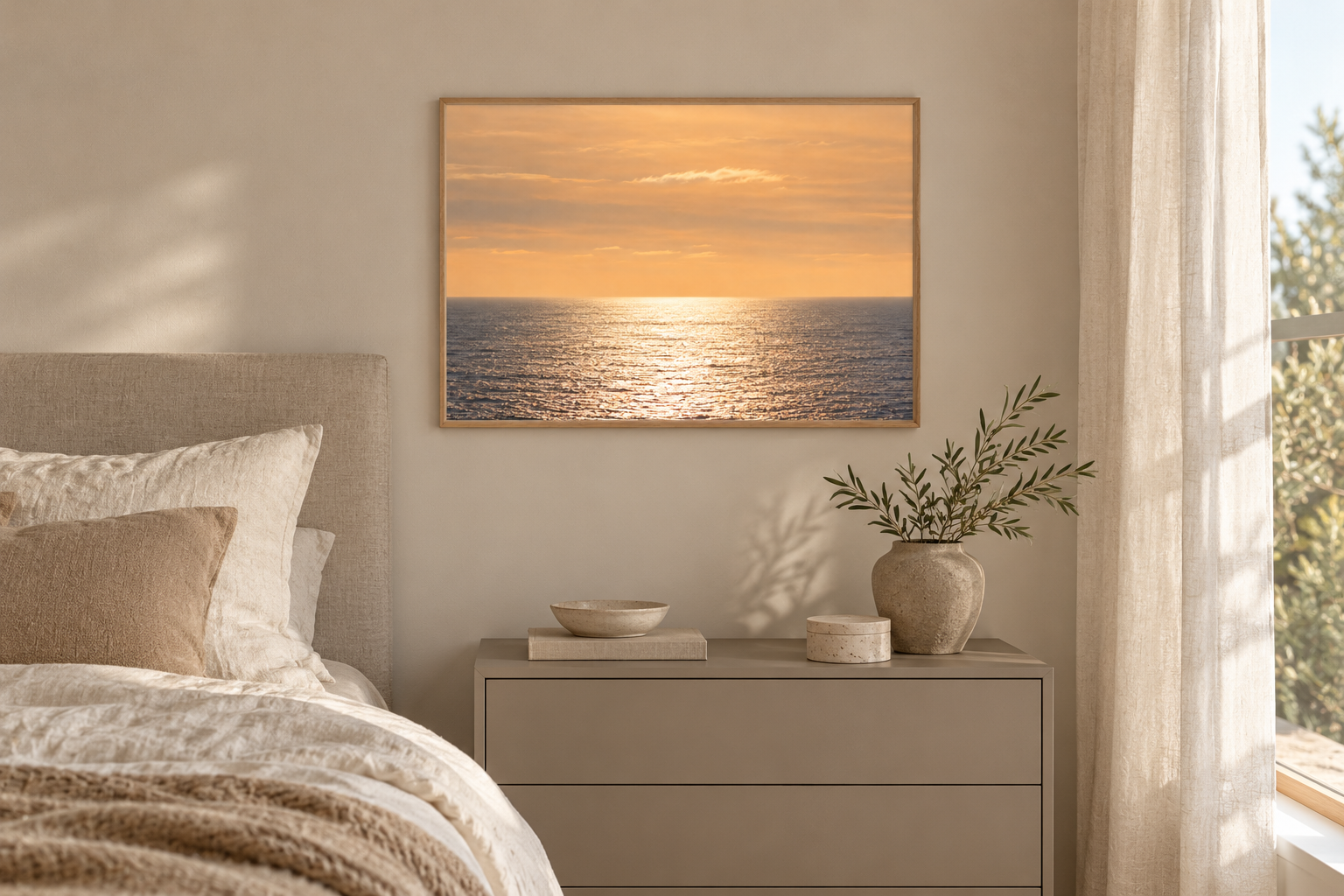 Sea in Soft Silver horizontal poster interior