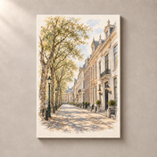 Lange Voorhout in Soft Watercolour – canvas standalone mockup on beige wall