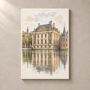 Mauritshuis by the Hofvijver – canvas standalone mockup on beige wall
