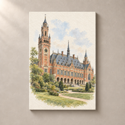 Peace Palace in Soft Watercolour – canvas standalone mockup on beige wall