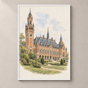 Peace Palace in Soft Watercolour – poster standalone mockup on beige wall