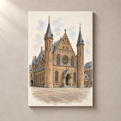 Ridderzaal at the Binnenhof – canvas standalone mockup on beige wall