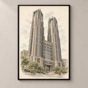 Tokyo Metropolitan Government Building poster standalone mockup