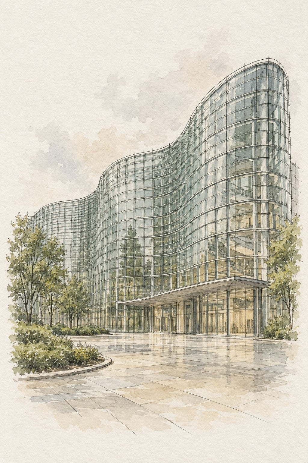 The National Art Center Tokyo, Tokyo vertical ink and watercolour artwork