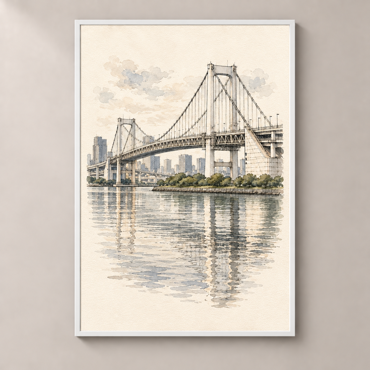 Rainbow Bridge over Tokyo Bay poster standalone mockup