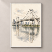 Rainbow Bridge over Tokyo Bay poster standalone mockup