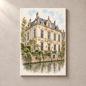 Paushuize in Soft Watercolour – canvas standalone mockup on beige wall