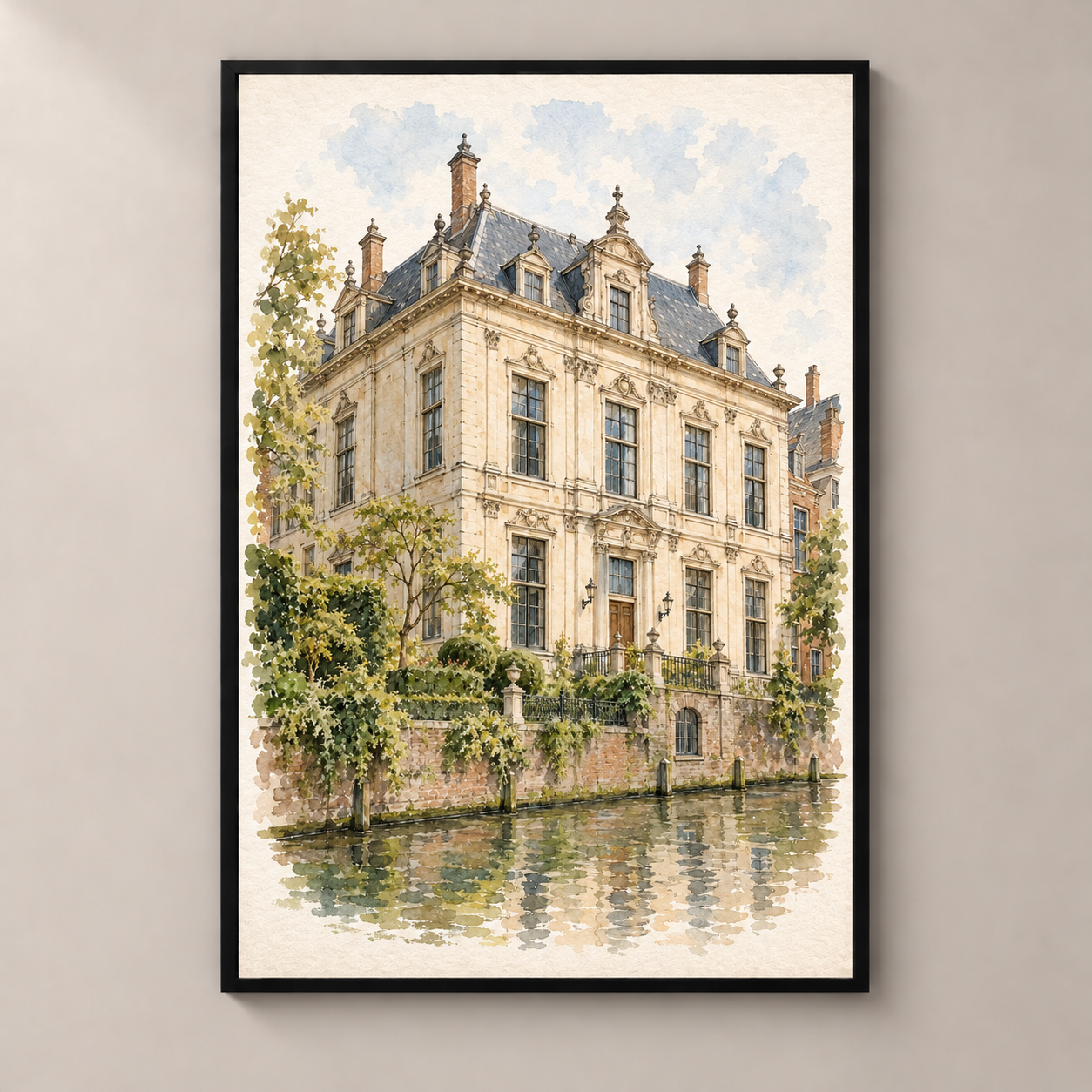Paushuize in Soft Watercolour – poster standalone mockup on beige wall