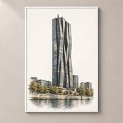 DC Tower 1 by the Danube, poster in white frame