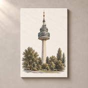 Donauturm above Donaupark canvas standalone mockup