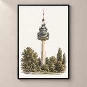 Donauturm above Donaupark poster standalone mockup