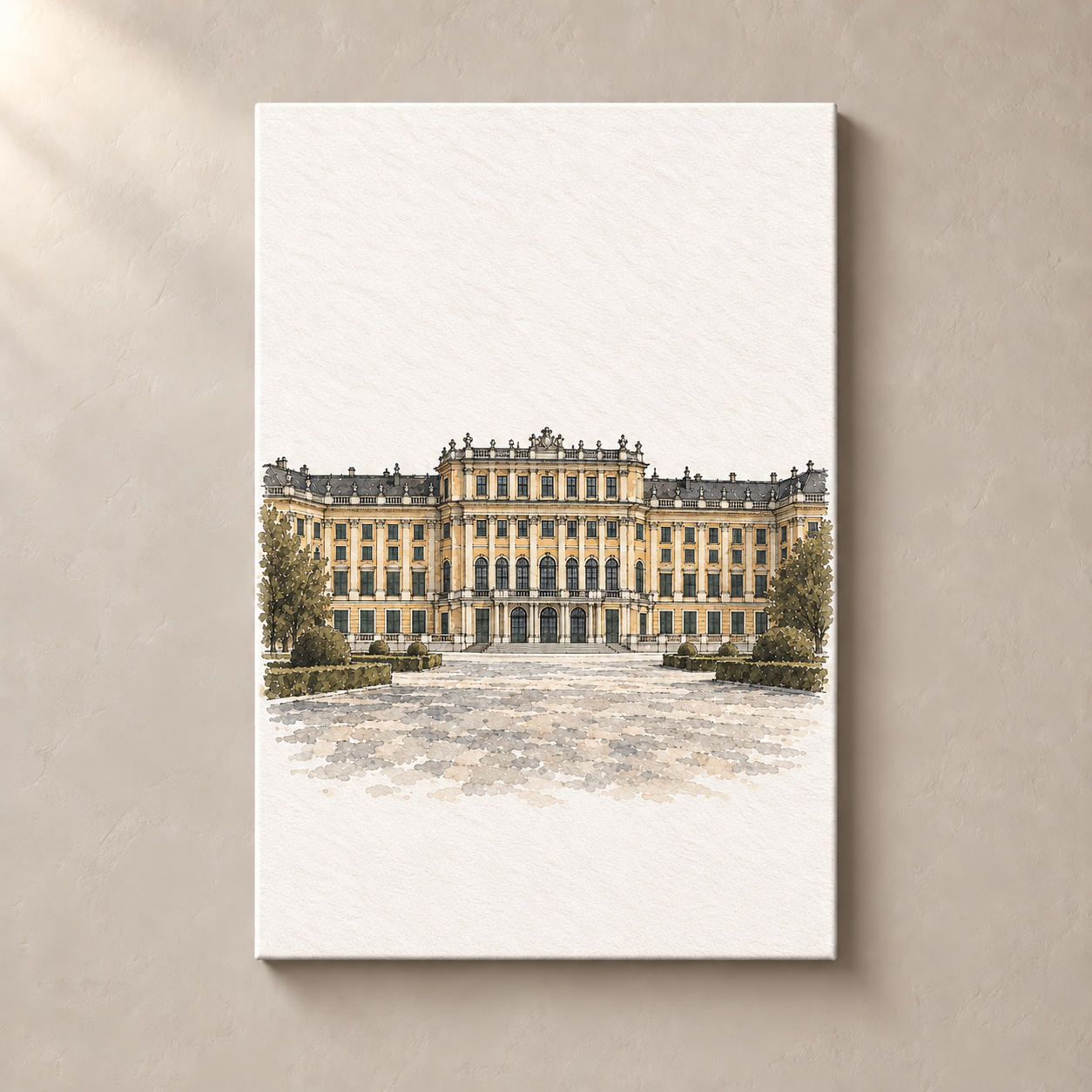 Schönbrunn Palace in Watercolour canvas standalone mockup