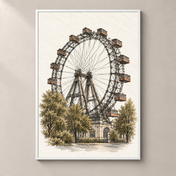 Wiener Riesenrad in Watercolour poster standalone mockup