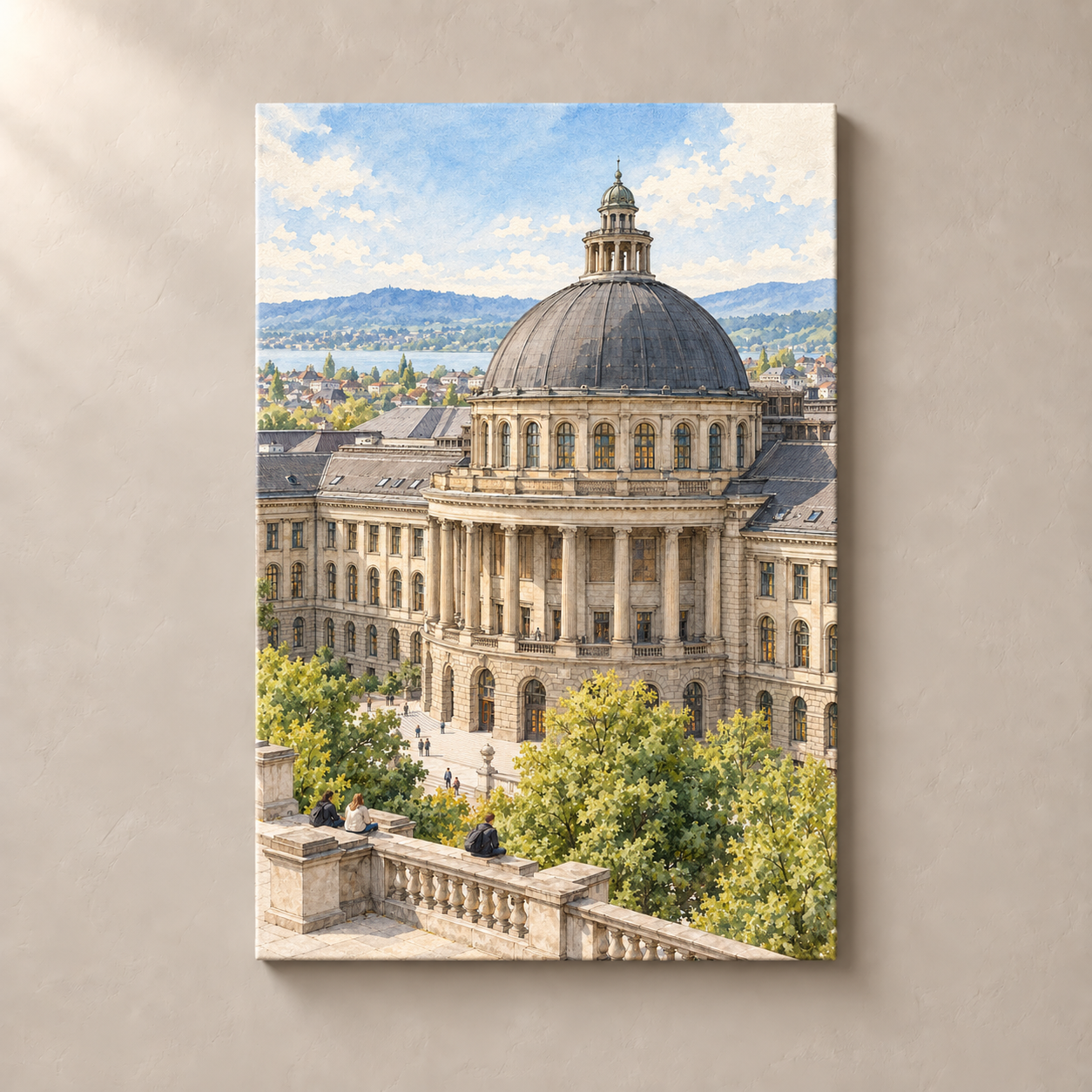 ETH Zurich from the Polyterrasse – canvas standalone mockup on beige wall
