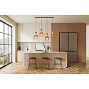 Luxury Artisan Pendant Lamp in Amber Glass and Brass Finish